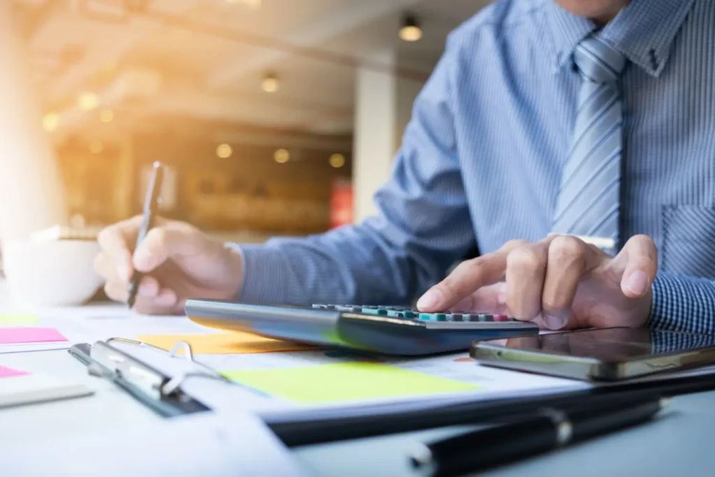 Accountant reviewing inventory records for an online retail business