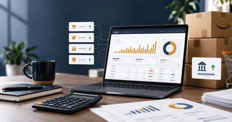 Amazon settlement accounting dashboard with ecommerce sales, fees and bank deposits
